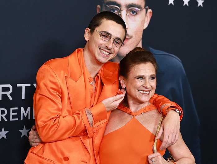 Timothée Chalamet and Nicole Flender at A24s 