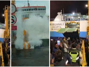 Ombak Tinggi di Pelabuhan Bakauheni, Aktivitas Masuk Kapal Terganggu