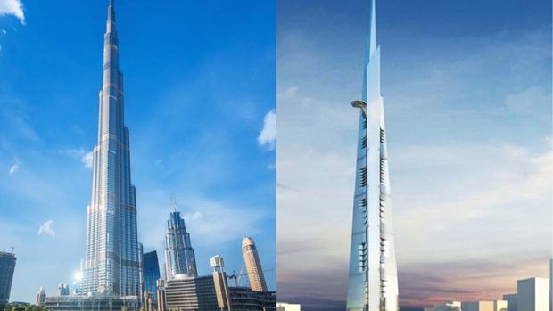 Perbandingan menara Jeddah dengan Buru Khalifa. (Istimewa)