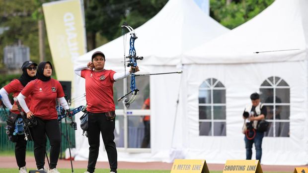 Ratih Zilizati Fadhly, Yurike Nina Bonita Pereira, dan Nurisa Dian Ashrifah, SEA Games 2025 Ratih Zilizati Fadhly, Yurike Nina Bonita Pereira, dan Nurisa Dian Ashrifah meraih emas Panahan Women's Compound SEA Games 2025, Kamis (18/12/2025).
