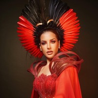 Riasan wajah Tasya dibuat bold tapi presisi. Eye makeup bernuansa merah gelap dan hitam terlihat tajam di bawah pencahayaan venue, sementara complexion yang flawless dan lipstik nude hangat menjaga keseimbangan agar tampilan tidak berlebihan. (Foto: Instagram/@tasyafarasya)