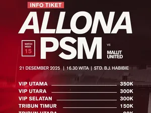 Tiket PSM Makassar Vs Malut United Mulai Dijual, Berikut Harga-Cara Belinya