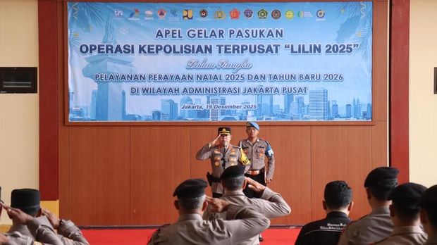 Polres Metro Jakarta Pusat menggelar Apel Gelar Pasukan Operasi Lilin Jaya 2025