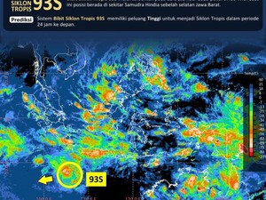 Bibit Siklon 93S Menguat, Gelombang Tinggi Ancam Bali-NTB
