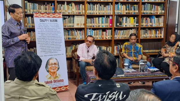 Mantan Menlu Nur Hassan Wirajuda memberikan testimoni soal FIR dalam acara peluncuran buku 'FIR dan Kedaulatan Negara di Udara' karya Chappy Hakim.