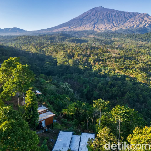 Pemandangan Gunung Rinjani dari lokasi Sajang Retreat.