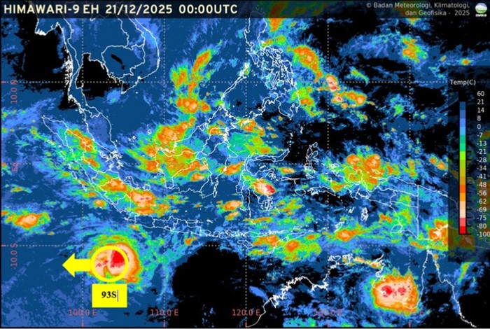 Bibit Siklon 93S Diprediksi Meningkat Jadi Siklon, Ini Daftar Daerah Terdampak