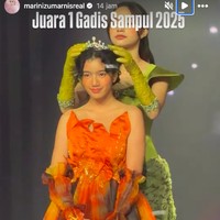 Dalam malam final, Leticia terlihat anggun mengenakan dress bernuansa oranye dan tatanan rambut updo. Foto: Instagram