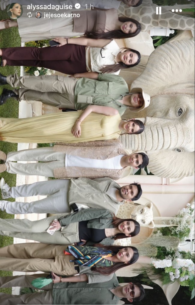 Para sahabat Al dan Alyssa juga turut hadir mengenakan busana dengan warna earth tone. Terlihat Thariq dan Aaliyah yang turut hadir dan berpose bersama. Foto: Instagram/@alyssadaguise