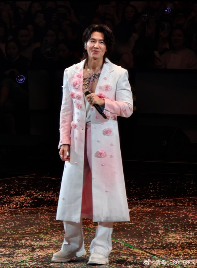 Mengenakan busana dengan potongan dada rendah, bentuk tubuh Jerry Yan yang atletis juga bikin penggemar salah fokus. Foto: Weibo