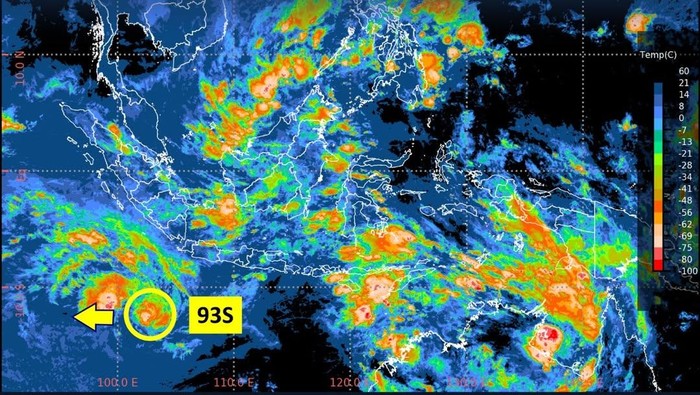 Bibit Siklon Tropis 93S Masih Berpeluang Tinggi Jadi Siklon Tropis, Tetap Waspada!