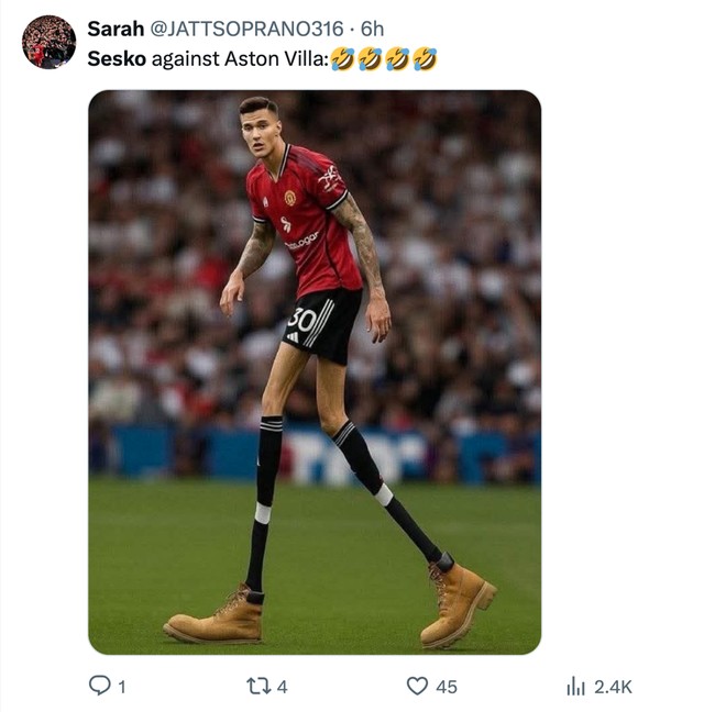 Meme MU Dihajar Aston Villa, Sesko Dirujak Netizen
