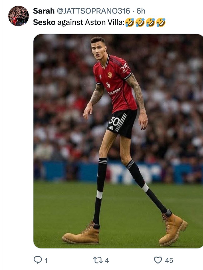 Meme MU Dihajar Aston Villa, Sesko Dirujak Netizen