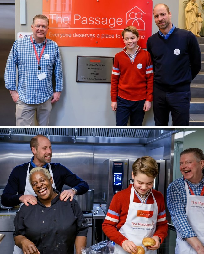 Suasana hangat dan penuh makna terasa saat Pangeran William mengajak putra sulungnya, Pangeran George, terlibat langsung dalam persiapan makan siang Natal untuk para tunawisma. Kegiatan tersebut berlangsung di The Passage, sebuah badan amal tunawisma di London.  Foto: dok. Instagram @princeandprincessofwales