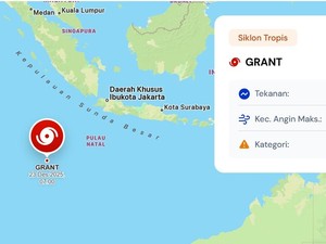 Bibit Siklon 93S Berkembang Jadi Siklon Grant, Posisinya di Selatan Lampung