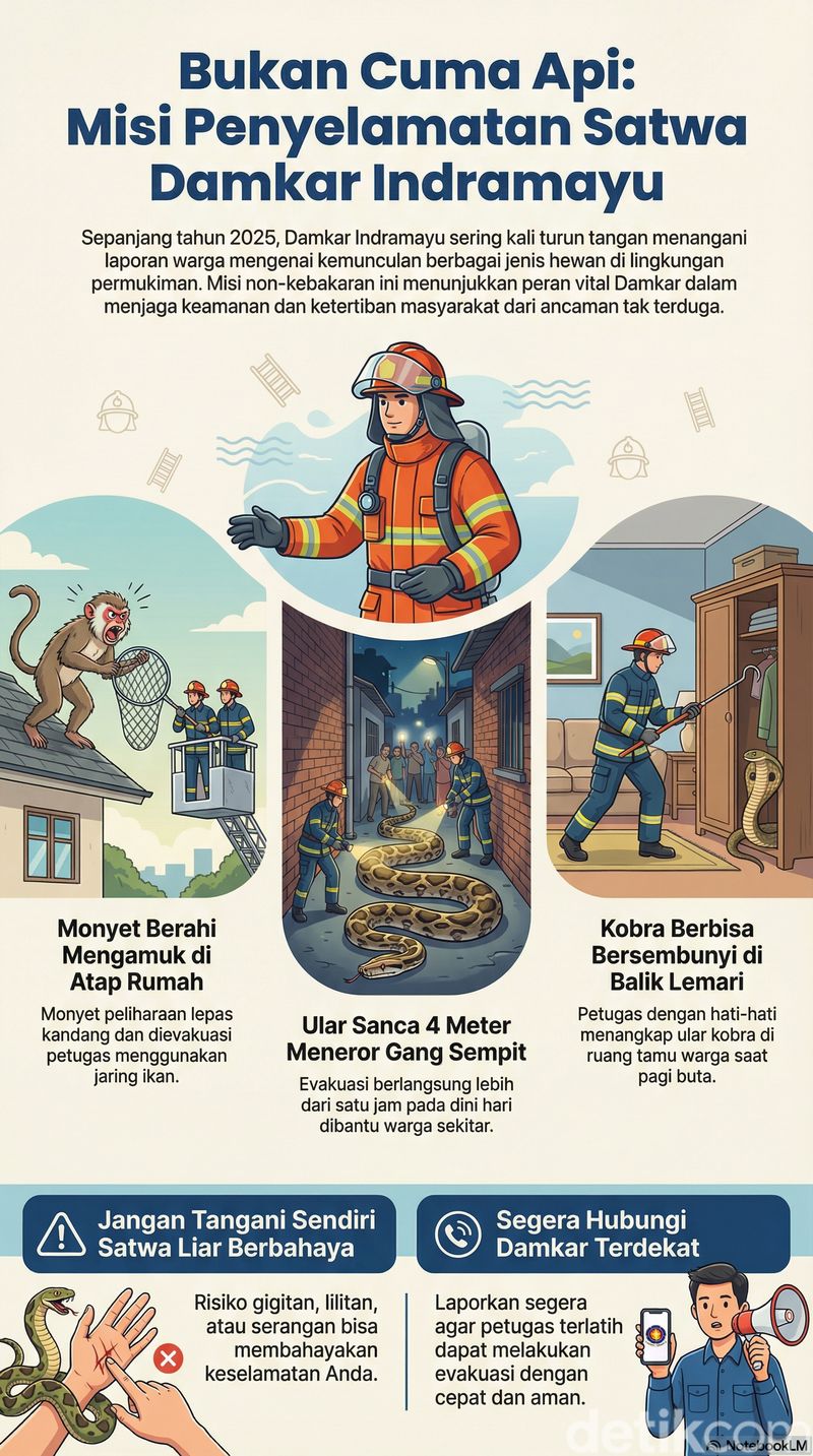 Infografik penyelamatan satwa Damkar Indramayu sepanjang 2025
