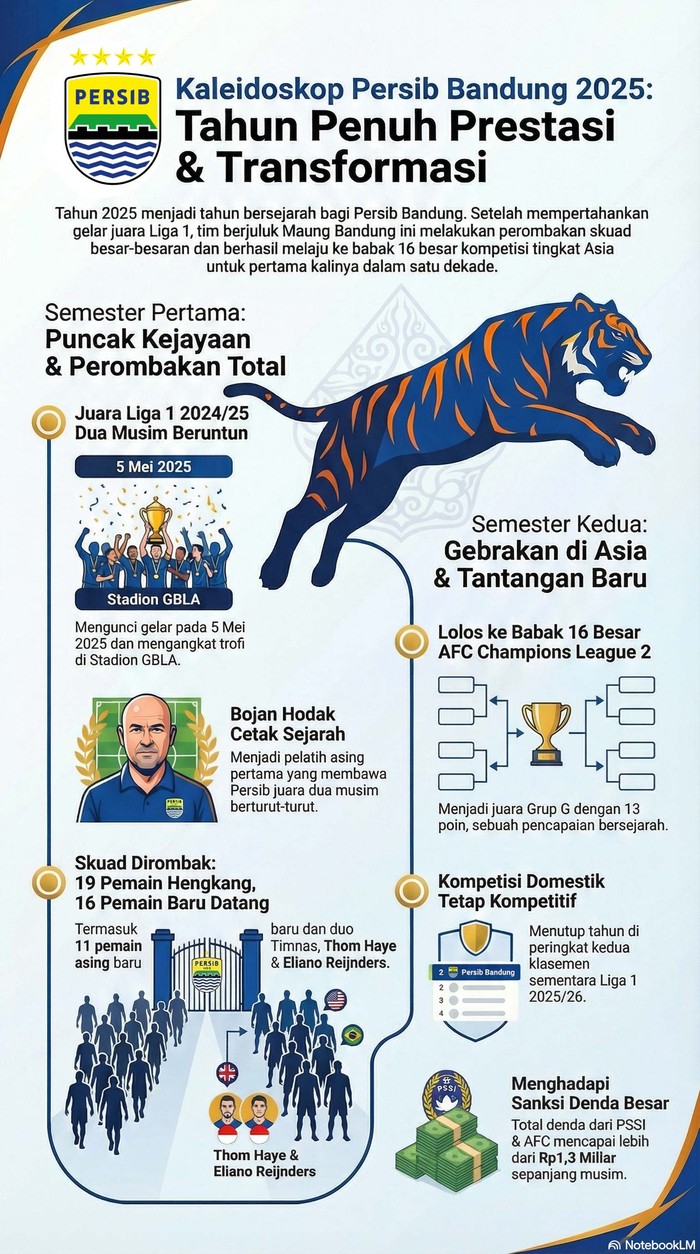 Infografik Persib Bandung di tahun 2025