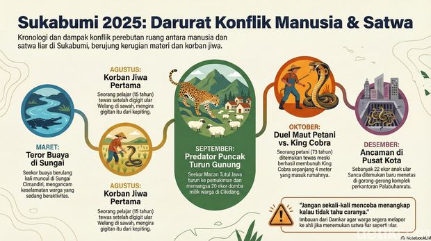 Infografik Konflik Manusia dan Satwa di Sukabumi