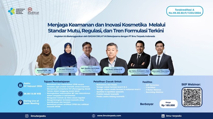 Webinar Menjaga Keamanan dan Inovasi Kosmetika Melalui Standar Mutu, Regulasi, dan Tren Formulasi Terkini