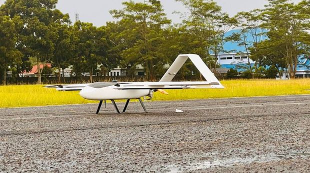 Badan Riset dan Inovasi Nasional (BRIN) melalui Pusat Riset Teknologi Penerbangan melakukan uji terbang empat pesawat tanpa awak sebagai bagian dari pengembangan teknologi penerbangan nasional. (Dok BRIN)