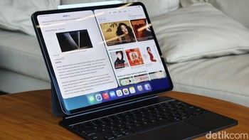 iPad Pro M5 menjalankan iPadOS 26 yang membawa bahasa desain baru berbasis Liquid Glass, sistem jendela multitasking yang lebih fleksibel, serta integrasi Apple Intelligence. Fitur AI generatif ini memungkinkan pengguna membuat dan mengedit gambar, menerjemahkan teks dan percakapan, hingga mendukung alur kerja kreatif dan produktivitas yang lebih efisien. Foto: Adi Fida Rahman/detikINET
