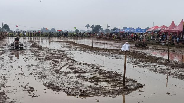 Lomba balap traktor bertajuk 'Kerapan Sapi Jepang' di Probolinggo.