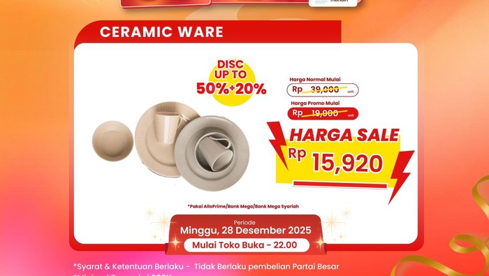 Piring dan Gelas Cantik Diskon Gede-gedean di Transmart Full Day Sale