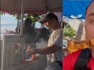 Mirip Warlok! Bule Ini Jajan Pentol hingga Sate di Pantai Padang