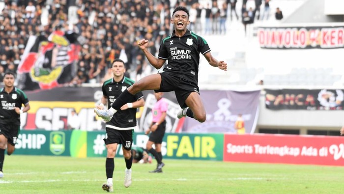 Selebrasi pemain PSMS Medan usai mencetak gol ke gawang Sriwijaya FC (Foto: Dok. PSMS Medan)