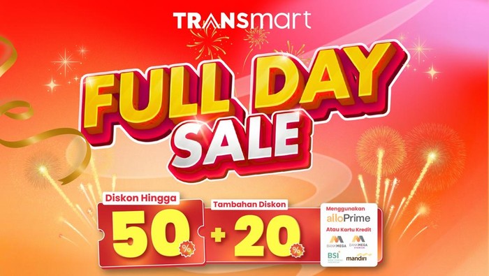 Belanja Persiapan Tahun Baru di Transmart Full Day Sale! Diskon 50% + 20%