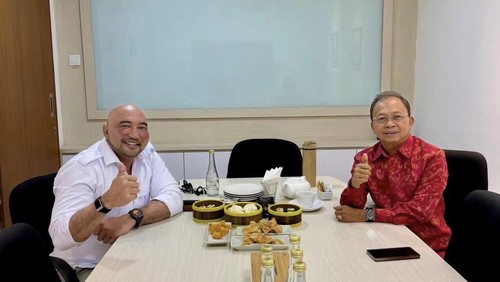 Gubernur Bali, Wayan Koster, bertemu Ketua DPD Partai Gerindra Bali, Made Muliawan Arya alias De Gadjah. (Dok. istimewa)