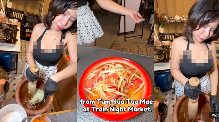 Influencer Seksi Ini Jadi Sorotan Gegara Aksinya Jualan Som Tam