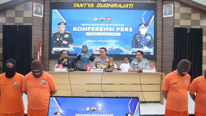 Konferensi ungkap kasus kejahatan selama 2025 di Polres Magetan.