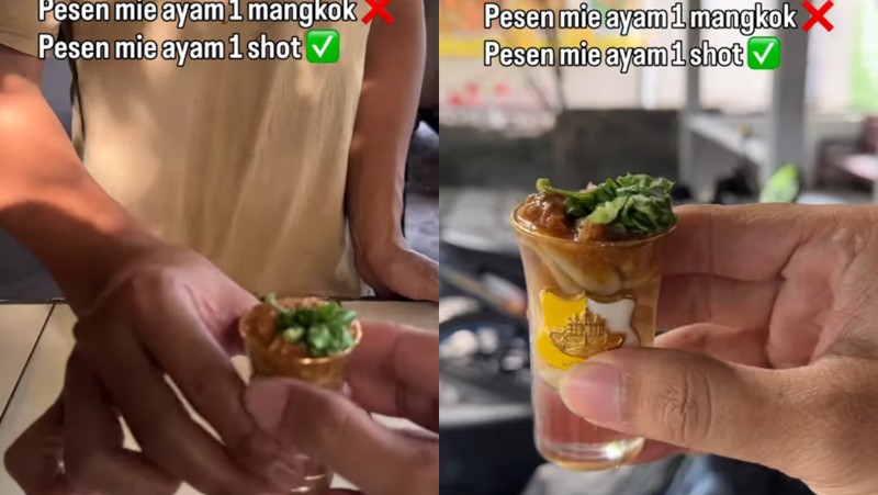Viral! Kreasi Mie Ayam One Shot di Bantul Pakai Gelas Sloki