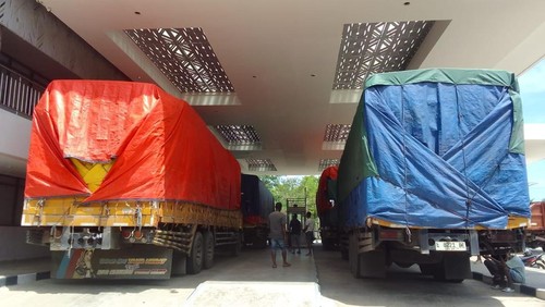 Suasana di PLBN Motaain, saat ekspor barang yang keluar dari Indonesia menuju Timor Leste.