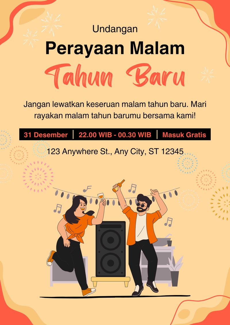 Undangan malam tahun baru. Undangan malam tahun baru.