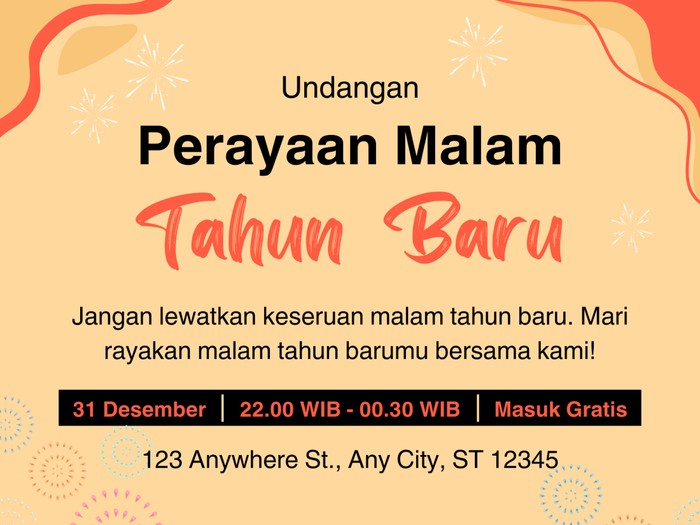 12+ Contoh Undangan Malam Tahun Baru Lengkap Template Poster, Siap Edit!