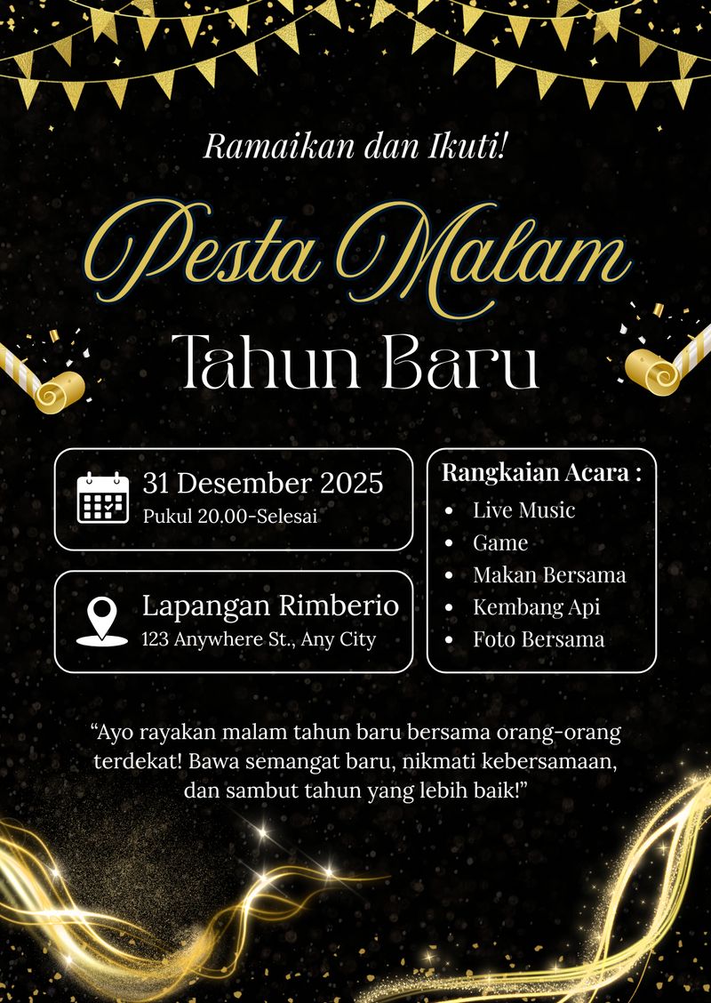 Undangan malam tahun baru. Undangan malam tahun baru.