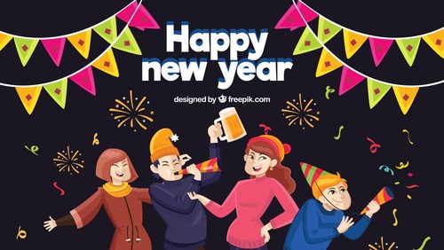 Ilustrasi ucapan selamat tahun baru.