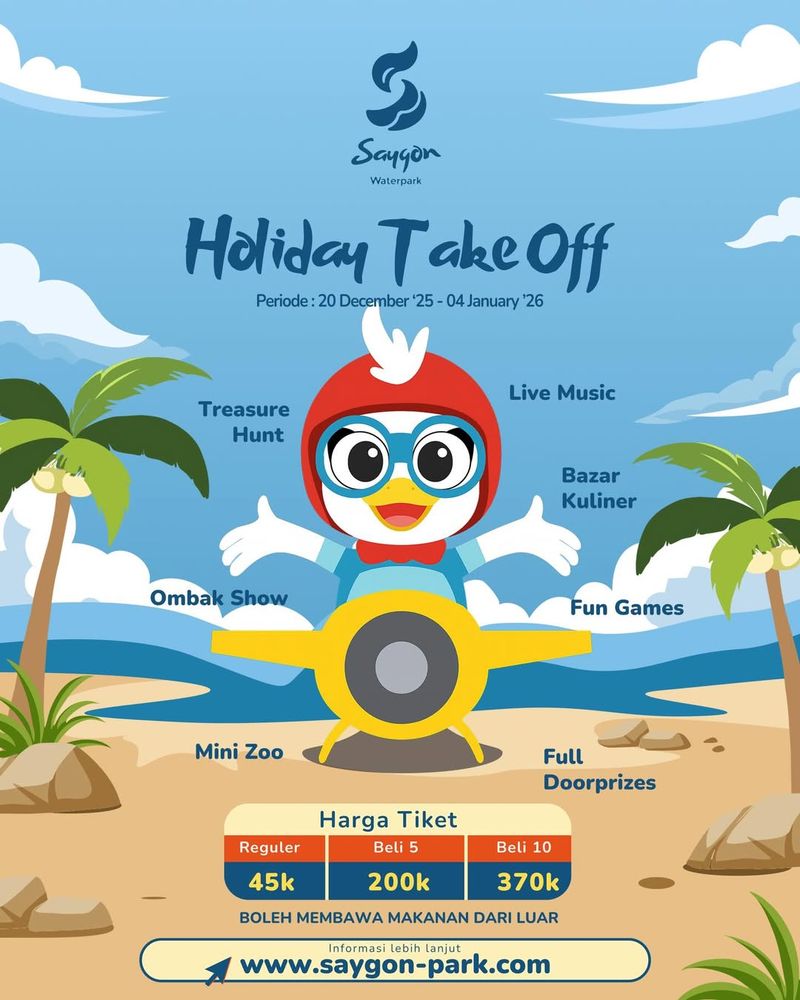 Promo Saygon Waterpark Pasuruan saat libur tahun baru. Promo Saygon Waterpark Pasuruan saat libur tahun baru.