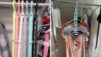 Lemari penuh sesak? Gantungan ini berfungsi menumpuk banyak pakaian ke arah bawah secara efisien. Menjadi ide cerdas untuk memberikan ruang tambahan di lemari bagi jaket atau pakaian tamu yang menginap tanpa harus membeli lemari baru. Foto: Dok. Boredpanda