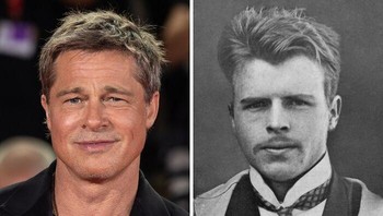 Brad Pitt & Hermann Rorschach Ternyata gelar pria idaman sudah melekat pada wajah Brad Pitt bahkan sejak satu abad lalu. Sosok psikiater Swiss, Hermann Rorschach, sering dijuluki sebagai Brad Pitt-nya tahun 1900-an. Lihat saja struktur wajah dan aura ketampanannya, mereka benar-benar terlihat seperti orang yang sama di kehidupan yang berbeda. Foto: BoredPanda