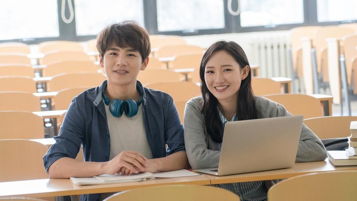 College students learning in the classroom