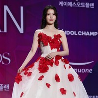Sang aktris menutup tahun dengan kemenangannya di APAN Star Awards 2025 sebagai peraih Daesang alias Grand Prize. Tampil memukau dengan gaun krem off-shoulder rancangan Monique Lhuillier yang dihiasi ornamen bunga merah tiga dimensi. Foto: Instagram