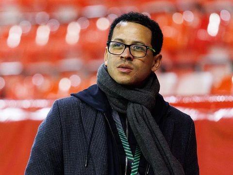 ABERDEEN, SCOTLAND - DECEMBER 11: Strasbourg head coach Liam Rosenior ahead of a UEFA Conference League 2025/26 League Phase MD5 match between Aberdeen and RC Strasbourg at Pittodrie Stadium, on December 11, 2025, in Aberdeen, Scotland.  (Photo by Ross Parker/SNS Group via Getty Images)
