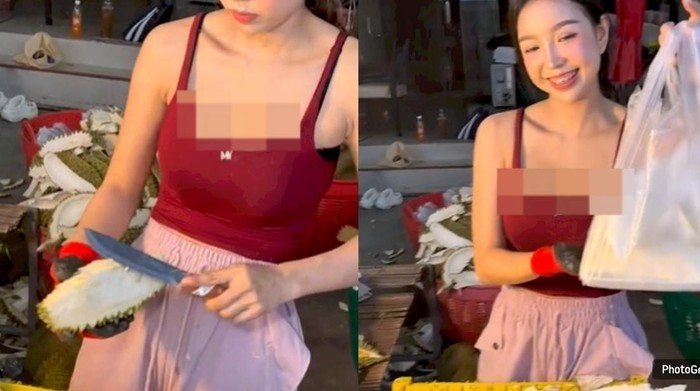 Viral! Sosok Penjual Durian Cantik Jadi Sorotan di Pasar Malam