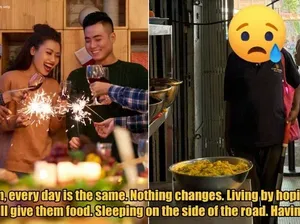 Haru! Pemilik Warung Nasi Traktir Tunawisma yang Tak Tahu Tahun Baru