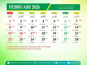 Kalender Hijriah Februari 2026 Lengkap Tanggal Awal Ramadhan 1447 H