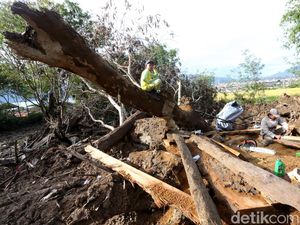 Korban Bencana Aceh Tengah Manfaatkan Kayu Gelondongan