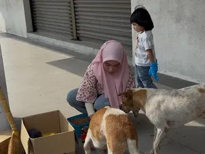 Perempuan Muslim Ini Rajin Bagi Makanan untuk Anjing